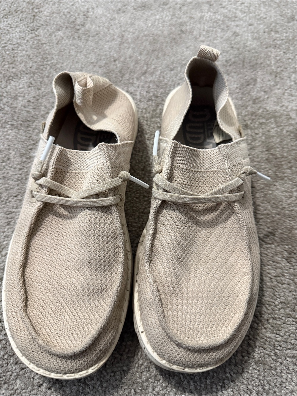 Hey Dude Men's Slip-On Knit Loafers in Beige